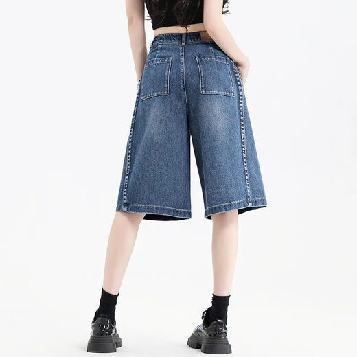 Yuyan Jeans Sommer Frauen kleine Menschen Sommer dünne hohe Taille kleine Menschen Jeans Frauen großer Größe loser gerader neuer Retroblau [9273] 34