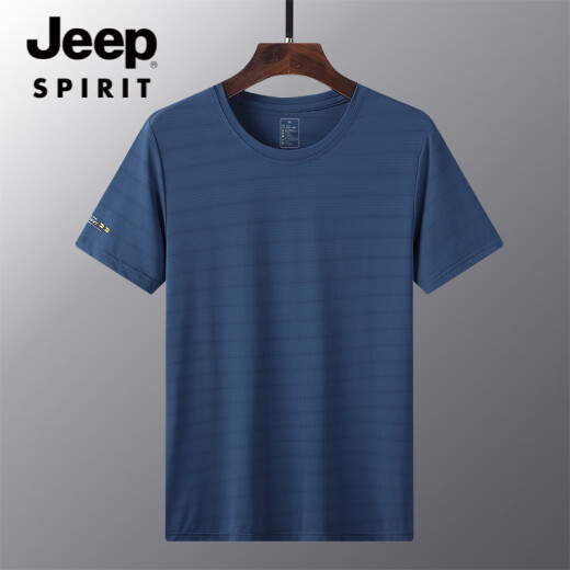 JEEP SPIRIT夏季薄款冰丝速干t恤男宽松大码运动休闲圆领透气冰丝上衣T恤 JEEP6628男白色LAY LOW 3XL 男155-170斤