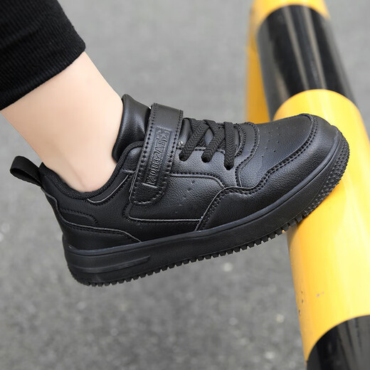 Ouxianyu Boys' Shoes Black Leather Shoes 2025 Autumn and Winter Children's Casual Performance Shoes for Big Boys and Primary School Students Sports Shoes 790 Black (Standard Code) 36