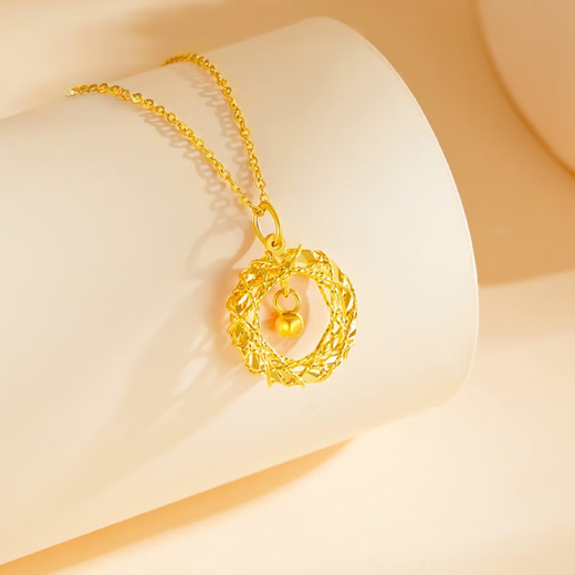 Chuhuang Pendant Women's Necklace Clavicle Chain 9999 Pure Gold Silver Neck Valentine's Day Gift for Girlfriend and Wife Birthday Dream Catcher Pendant 0.5g