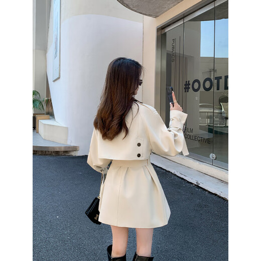 MODX British Style Small Short Windbreaker Women 2025 New Off-White Korean Autumn Jacket Feminine Feel Off-White S