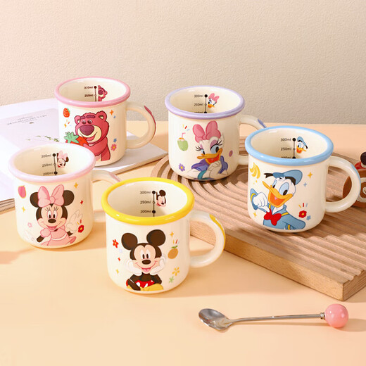 Disney Genuine Children's Cartoon Anti-fall High-Value Water Cup Genuine Coffee Cup Milk Cup Home Ceramic Cup Minnie Moon Cup