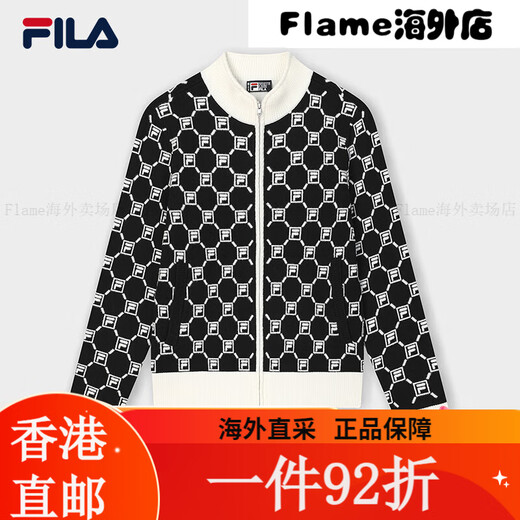 斐乐（FILA）FILA 官方女士编织外套2025春新款时尚休闲拼色LOGO毛衣 XS均码