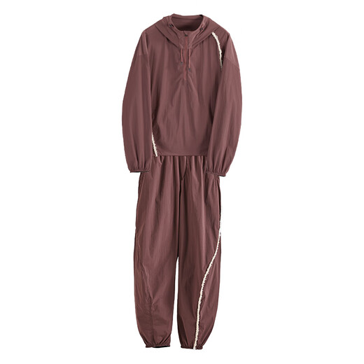 Rizui original sweatshirt pants suit 2025 spring new design loose contrasting webbing casual pants two-piece set Xunjing red L