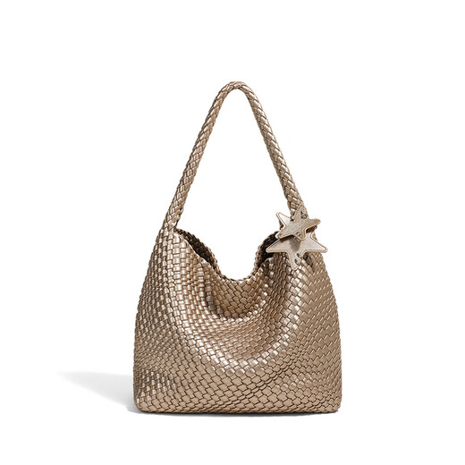 CITICITY Bag Women's Bag High-end Luxury Woven Bag 2025 New Tote Bag Large Capacity Versatile Commuter Shoulder Bag Champagne Color (Exquisite Gift Box)