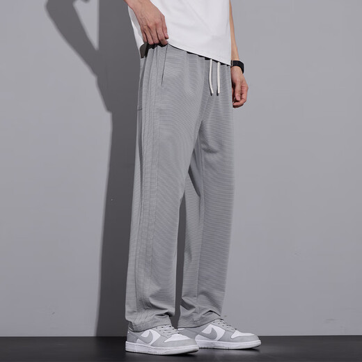 Pierre Cardin Herren Sommer Dünne Hosen Eis Seide Cool Casual Hosen für Jungen schnell trocknende Übungen Lange Männer neue drapierte gerade leghosen 6625 Marine Blau 3xl [Empfohlen 160-180jin [Jin gleich 0,5 kg]]