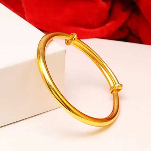 Linzimo Hong Kong gold 18K glossy bracelet for women, real gold 18K meteor shower bracelet, gold shop bracelet, holiday gift for wife, 26g glossy bracelet (gives ring)