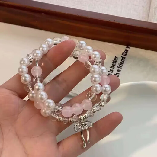 Zen Ancient Style Bow Doppelschicht Glas Perlenarmband für Frauen Neue chinesische Stil Superfee süße und einfache Student beste Freundin Hand M1105 [Doppelkreis Red Perlen Lion Awakening] Armband