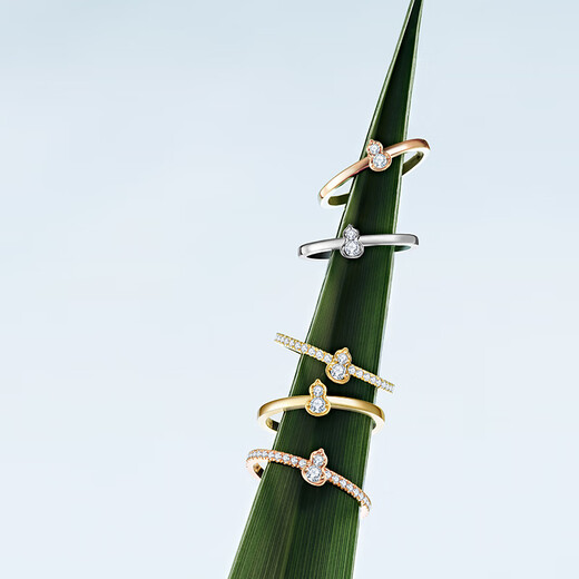 Qeelin Kirin official Wulu series 18K gold diamond gourd ring 18K gold 53