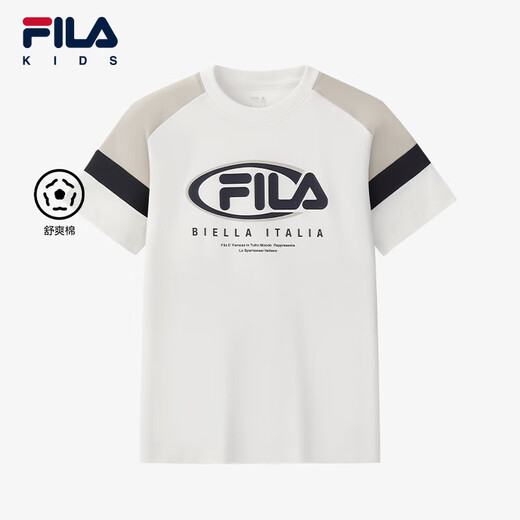 Fila Comfort Cotton Fila Children's Clothing Children's Short-Sleeved T-Shirt 2025 Summer New Boys' Knitted Tops Cloud Mushroom White-WT 140