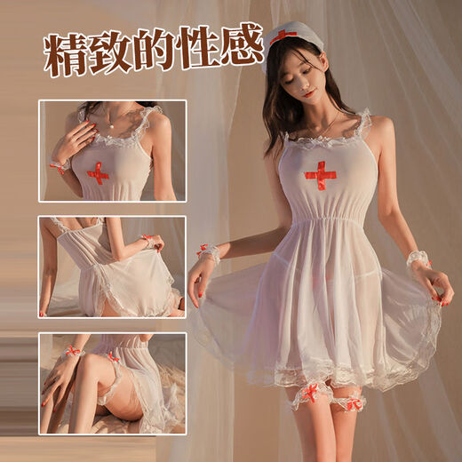 Sexy nurse uniform with lace and fat underwear, uniform, pure desire, hint of pajamas, role-playing skirt, large size, white hooded clothes, thong, one size fits all, recommended 80-130 Jin Jin is equal to 0.5 kg