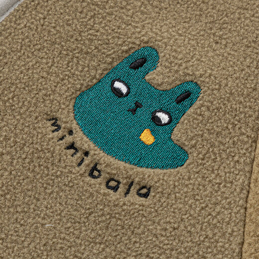 Minibala antistatic Baladi boys and girls raglan sleeve jacket baby warm polar fleece jacket 2025 autumn new style dark khaki 50710 antistatic double-sided fleece 110