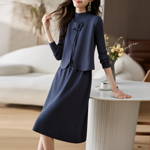 
Homesee light luxury international high-end brand dress 2025 autumn new Chinese style two-piece set temperament fashion set brown color M 90-105Jin[Jin equals 0.5 kg]