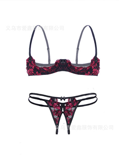 He Jiagong 80-160Jin [Jin equals 0.5 kg] Large size pajama steel bra embroidered feminine hollow lace one-piece three-point underwear set 5135 blue separate garter [5009 7 M Recommended 80-100Jin [Jin equals 0.5 kg]