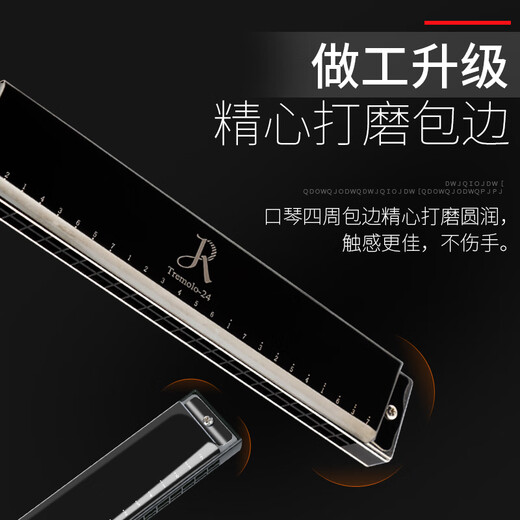 嘉德瑞复音口琴嘉德瑞24孔C调初学者自学可刻字演奏级乐器 马卡龙白【不留指纹+送自学礼包