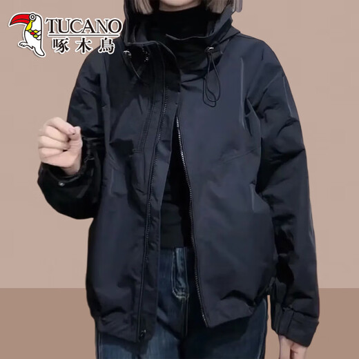 
Woodpecker 2025 Spring and Autumn New Women's Short Jacket Fashionable Shock Clothes Short Small Top Jacket Women's Clothes Black (Spring and Autumn Style) M (Suggested 100 Jin [Jin equals 0.5 kg])
