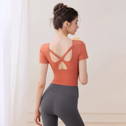 Vinoa Yoga Wear 2025 New Women's Top Summer Thin Clothes Beautiful Fitness Pilates Training Set Caramel Orange L 105-120Jin Jin is equal to 0.5 kg