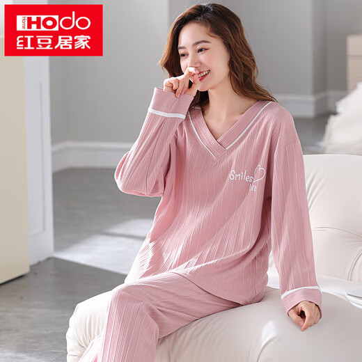 
Hongdou (Hodo) spring and autumn pajamas for women pure cotton Korean version can be worn on the outside long sleeves suit cute student large-size summer, autumn and winter home clothing GXT9928 M (recommended 75-95Jin [Jin equals 0.5 kg])