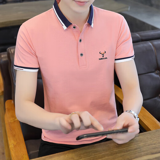 
Hailan summer trendy lapel men's T-shirt POLO shirt business casual cotton collar short-sleeved men's T-shirt clothes white QY673 M