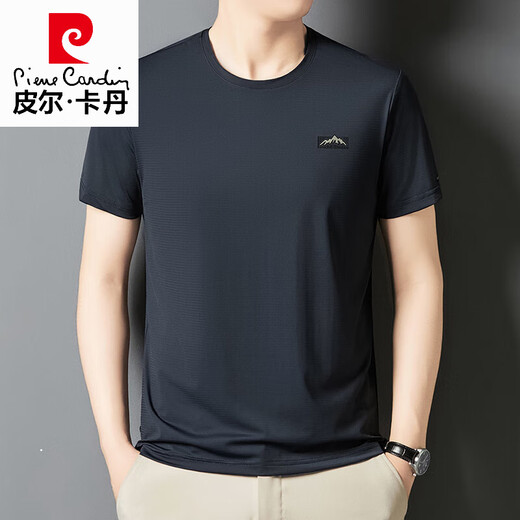 皮尔卡丹（pierre cardin）桑蚕丝短袖t恤男士夏季薄款圆领冰|丝半袖男2025年新款体恤衫T恤 733款卡其 M 165建议90斤-120斤