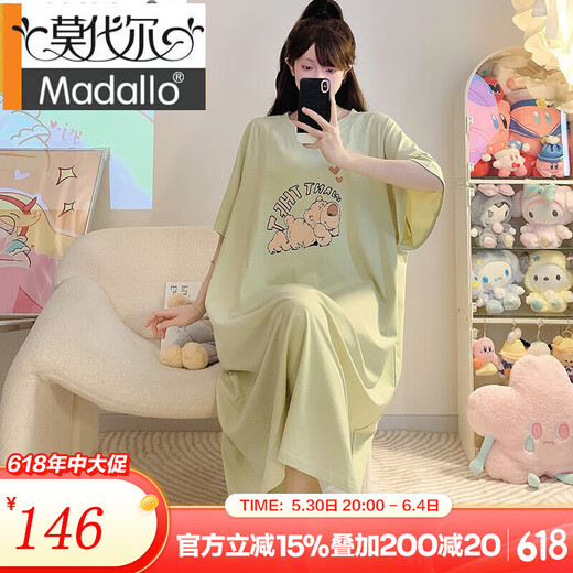 Camisón modal de gran tamaño para mujeres en verano algodón puro gran tamaño 200 Jin [Jin equivale a 0.5 kg] lindo pijama de dibujos animados se puede usar con faldas largas sueltas S1369# Blue Bear Big Camise de camisa 2xl (recomendado 90-150 Jin [Jin equivale a 0.5 kg])))