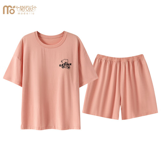 莫代尔睡衣女款2024新款夏季带胸垫一体凉感套装甜美可外穿家居服 带胸垫W12611套装 M 70-90斤