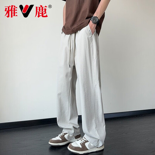 
Yalu Bingsi Pants Men's Summer Quick-Drying Thin Loose Straight-Line Casual Pants for Boys New Cool Sport Wide-Level Trousers 6636 Black 2XL About 140-160Jin [Jin equals 0.5 kg]