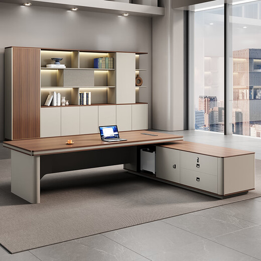 Simple modern light luxury boss desk table and chair combination furniture chairman leadership manager room table executive desk 1.8 meters boss table + boss chair