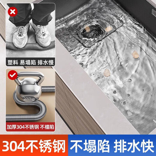 
CLCEY kitchen stainless steel sewer pipe accessories drain pipe sewer anti-odor double-slot full set installation set 11304 double-slot sewer pipe-80CM+ overflow