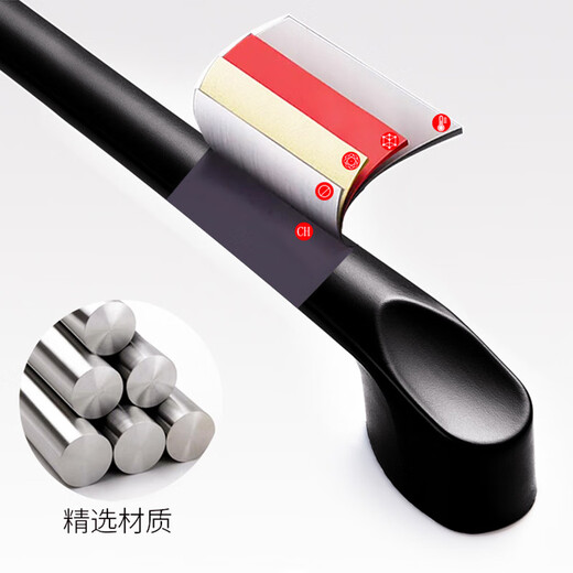 讯唐黑色现代简约铝合金拉手橱柜衣柜柜门拉手家具五金双孔门把手 【6225C】孔距64 【黑色橱柜门把手】
