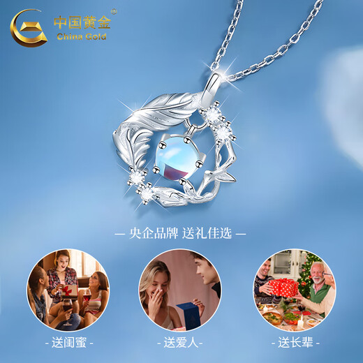CHINA GOLD Eucalyptus and Bird Sterling Silver Necklace for Girls 2025 New Pendant Light Valentine's Day Birthday Gift for Girlfriend and Wife When/Next Day Delivery Eucalyptus and Bird Necklace Zhongjin Gift Box