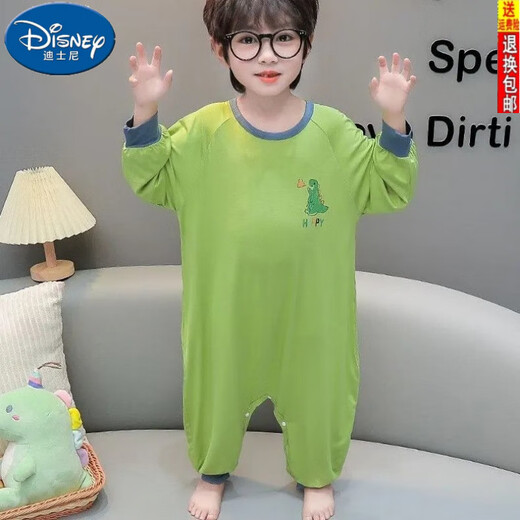 Disney's New Ice Silk One Piece Ropa para niños para niños y niñas Cartoon Anti-Kick Buckle Anti-Cooling Air acondicionamiento Lindo Pajamas 727 Beige 110