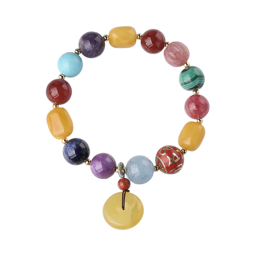 Potala Palace beeswax six-character mantra, fragrant ash beads and multi-treasure bracelets, red agate and peace buckle bracelets for men and women, birthday gifts, Jiaxiang multi-treasure bracelets