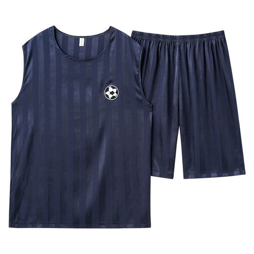 冬雾男士睡衣夏季凉感冰丝无袖薄款宽松背心短裤套装夏天家居服可外穿 AY9905  冰丝 L 男款L码 100-120斤