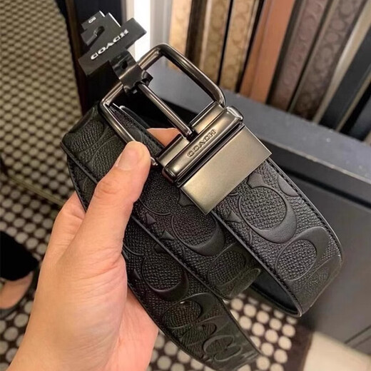 
Coach men's belt casual double-head print belt pin buckle version buckle carriage buckle width 3.8 gift box 120cm Chinese Valentine's Day classic print gun color carriage buckle + gun color c buckle
