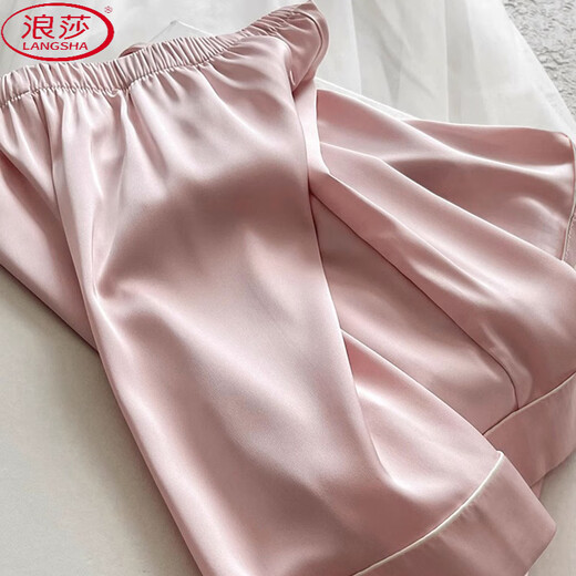 浪莎（LangSha）韩版睡衣女春夏季冰丝短袖两件套可爱学生薄款可外穿套装家居服 WLW-9226【优质丝滑】 M 【建议80-100斤】