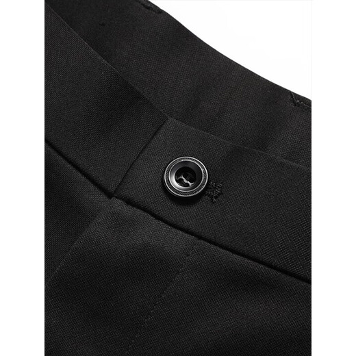 ROMON casual pants men's four-season trendy trousers for young and middle-aged people loose commuting business elastic versatile pants black 36