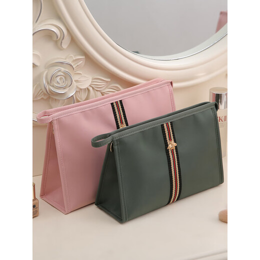 XMSJ Japanese imported quality cosmetic bag women's small portable handheld 2025 new travel skin care product storage bag pencil bag pink-square large size