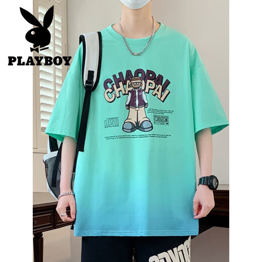 花花公子（PLAYBOY）13初高中学生夏季短袖t恤12-15岁男孩帅气上衣16大童纯|棉半袖体 6169米色(单件T恤) 品质保证 L 建议(98-110)斤左右