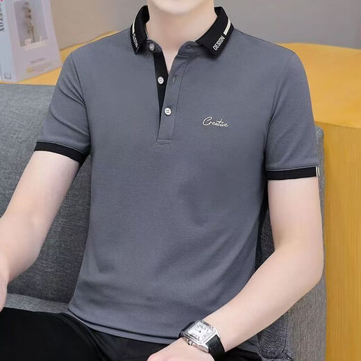 Lee dprre夏天2025新款男士短袖t恤翻领POLO衫有领商务时尚中青年男装体恤 683黑色 M 【90-110斤】