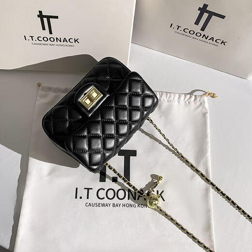 CALCULAT/KEEN small fragrance style bag 2025 summer new square fat women's bag feeling niche diamond chain crossbody small bag black