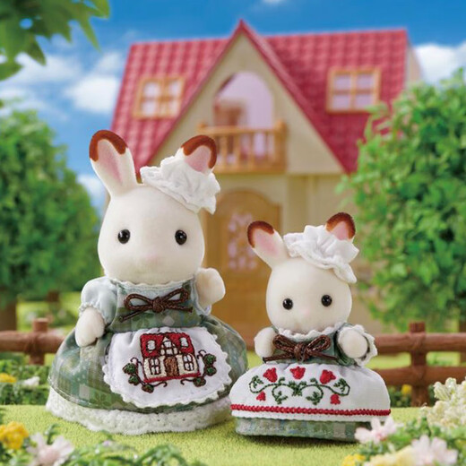 森贝儿家族（Sylvanian families）绿刺绣巧克力兔组合 过家家女孩玩具玩偶套装