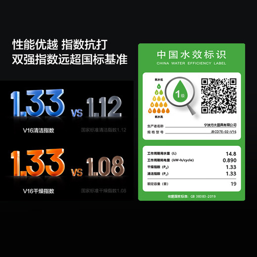 FOTILE official V16 dishwasher 02-V6 upgraded model, built-in integrated kitchen household 19 sets of large capacity dishwashers, independent steam sterilization, high energy bubble washing and washable pots, new product upgrades, 19 sets of dishwashers 02-V16