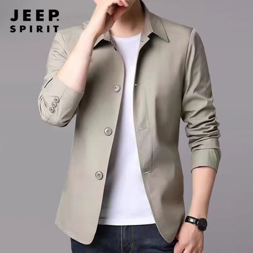 Jeep Spirit Spring and Automne Men's Business Casual Jacket Costume d'âge moyen et jeune veste de couleurs de couleur unie mince mince veste de tranchée mince gris clair 1048 m [suggéré 98-118jin [Jin est égal à 0,5 kg]]]