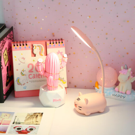 USB plug-in table lamp LED cartoon desktop ornament children's gift night light cute little table lamp kindergarten gift cute pet animal + plug-in model random color