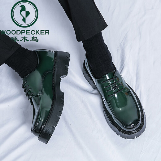 Specht Lederschuhe für Männer Sommer Neue britische Business Formale Verschleißrunde Schwarzes Lackleder Hochzeitsbräutigam Beste Schuhe 15276 Schwarz -Weiß 38 Standard Lederschuhgröße