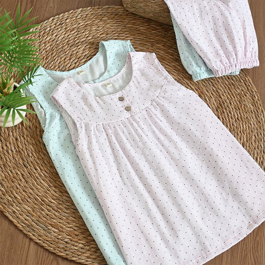 Baby cotton pajamas for women in summer thin polka dot age-reducing vest shorts suit for women's cotton home clothes for outdoor wear Mint green dot XL