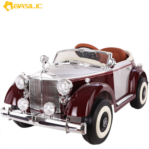 BASILIC children's electric car four-wheel stroller baby remote control swing car children's classic car toy car can sit on the stroller black