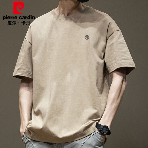 皮尔卡丹（pierre cardin）潮流美式短袖t恤男夏季纯棉圆领百搭休闲2025新款潮流宽松港风T恤 白色-1365短袖-100%纯棉 S 【建议80-110斤】