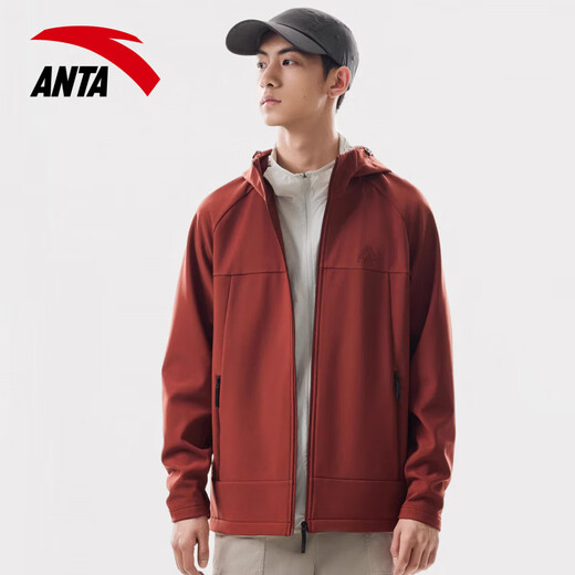 ANTA Jacket Men's Soft Shell Jacket Autumn and Winter New Earth Shell 3.0 Charge Three-Proof Plus Velvet Men's Outdoor Sports Jacket Water-Repellent 6609-4 Slightly Smoked Green L (175) Suitable for 120-140 Jin Jin equals 0.5 kg